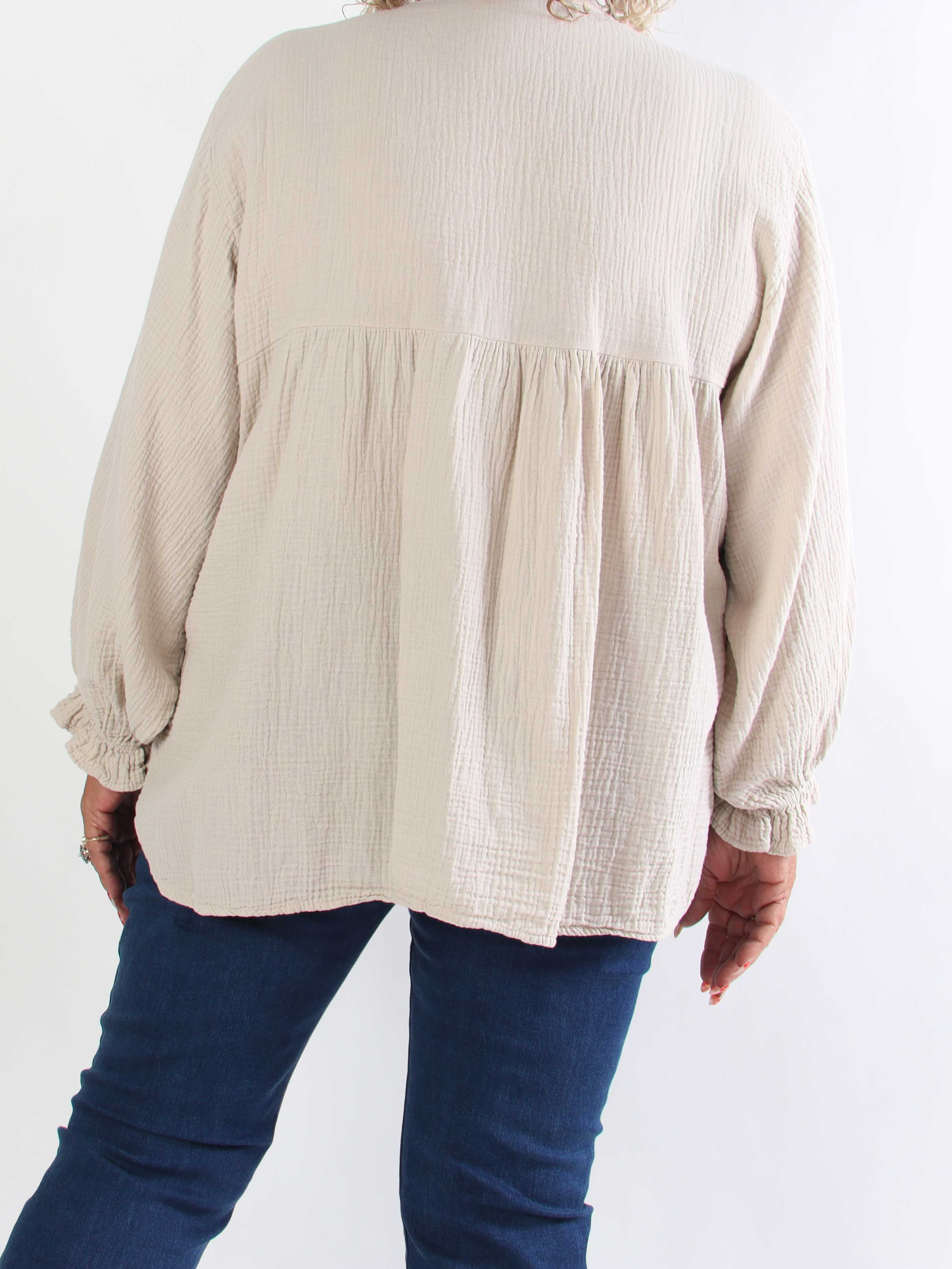 Diva Plain - Plus size tunikaskjorte i blødt musselin-stof